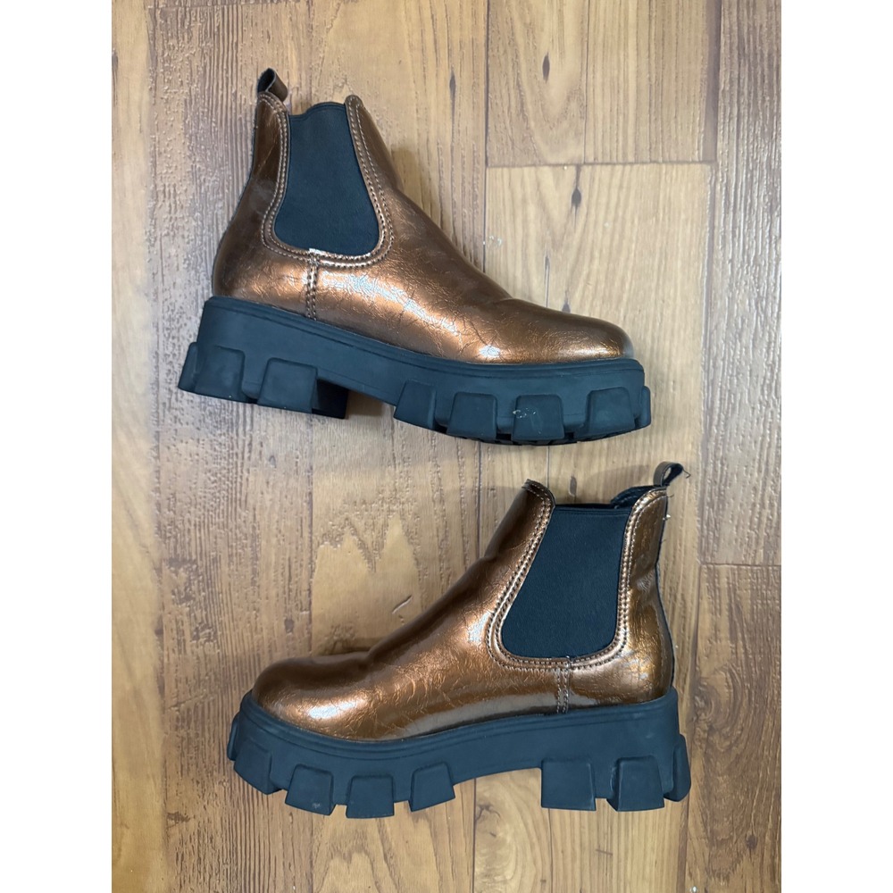 Circus By Sam Edelman Danielle Chelsea Boots Size 9 Metallic Crackled Bronze